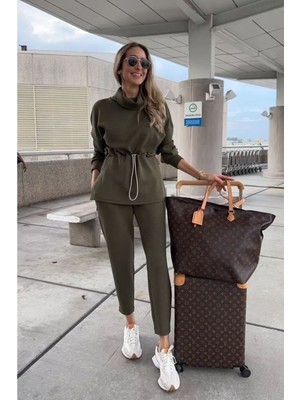 byasafkids Kadın Uzun Kollu Balıkçı Yaka Belden Lastikli Modal Bluz ve Pantolon Ikili Takım