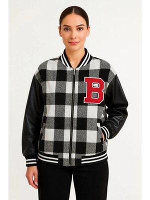 byasafkids Kolları Suni Deri Içi Astarlı Oduncu Kolej Içi Ceket - Gri