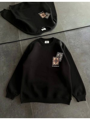 byasafkids Bisiklet Yaka Baskılı Sweatshirt - Siyah