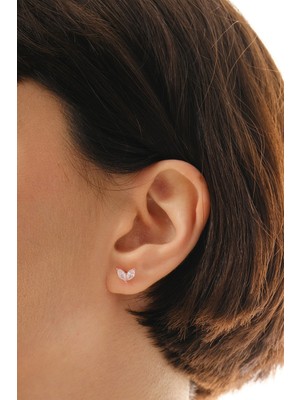 Söğütlü Silver Gümüş Rose Markız Kesim Zirkon Taşlı Buz Çiçeği Küpe SGTL12838ROSE