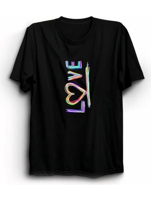 byasafkids Sevgililer Günü Için Özel Tasarım Love Baskılı T-Shirt - Siyah