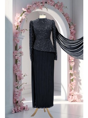 Amine Hüma Masal Abiye Elbise Siyah