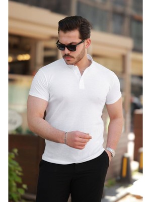 byasafkids Erkek Hakim Yaka Dokuma Pamuklu Kumaş Kısa Kollu T-Shirt