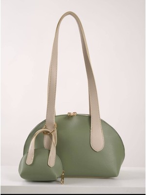 Özüm Takı Çanta Kadın Omuz ve Kol Çantası Yeşil Krem
