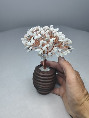 Feyza Design El Yapımı Ay Taşı ve Hayat Ağacı Süsü, Doğal ve Zarif Tasarım