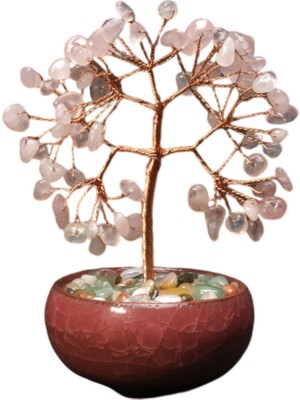 Feyza Design Pembe Kuvars ve Hayat Ağacı Tasarımlı Seramik Kase, Şık ve Zarif Dekorasyon