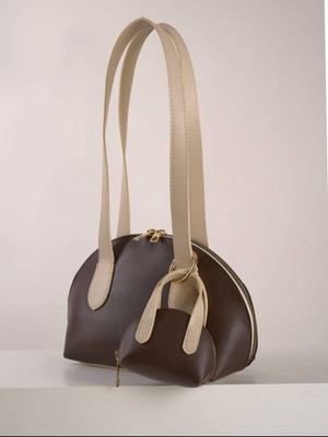 Özüm Takı Çanta Kadın Omuz ve Kol Çantası Kahverengi Krem