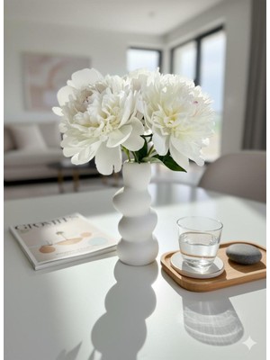 Mini Çakıl Taşı Dekoratif Vazo, 18 Cm, Şık ve Doğal Görünüm