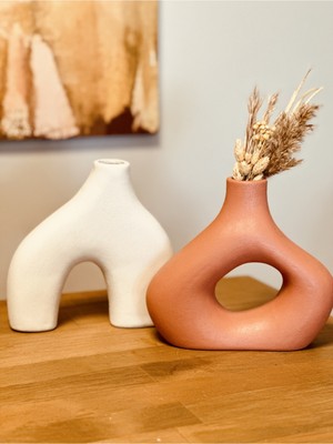 Şık Iskandinav Tarzı Seramik Vazo Seti, Modern ve Zarif Dekorasyon Için