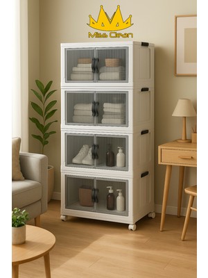 Beyaz Çok Amaçlı Kapaklı 4'lü Portatif Istiflenebilir Organizer Seti