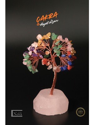 Feyza Design Doğal Pembe Kuvars Bakır Çakra Taşlı Hayat Ağacı Dekorasyon