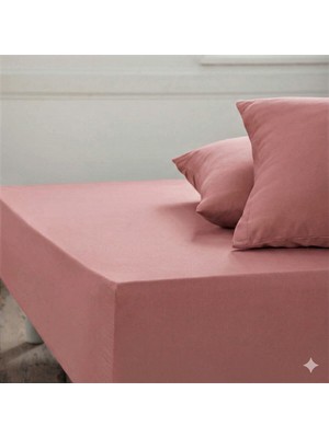 Maki Home %100 Pamuklu Gül Kurusu 120X200+50X70 cm Tek Kişilik Lastikli Çarşaf Takımı