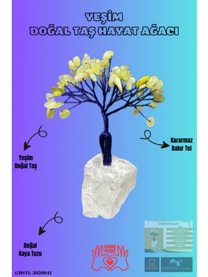 Feyza Design El Yapımı Yeşim Doğal Taş Hayat Ağacı Biblo Sürpriz Hediye