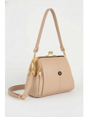 Lifonbag Kadın 4bölmeli Astarlı Burslu & Fermuar Kapama 2 Askılı El Kol ve Omuz Çantası (24X18 Cm) LIFON-1460