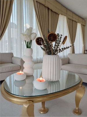 Modern Dekoratif Vazo ve Mumluk Seti, Şık Salon ve Ofis Dekorasyonu