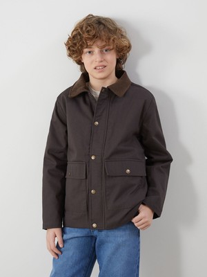 Lc Waikiki Erkek Çocuk Mont Fitilli Kadife Yaka Kahverengi Uzun Kollu 11 - 12 Yaş