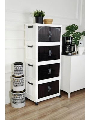 4'lü Portatif Istiflenebilir Tekerlekli Organizer Banyo Mutfak Dolabı