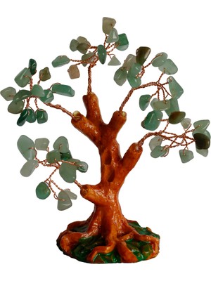 Feyza Design Doğal Yeşim Taşlı Hayat Ağacı, El Yapımı Feng Shui Dekor 16X14 cm