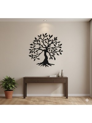 Feyza Design 40X40 cm Ahşap Hayat Ağacı Duvar Süsü, Minimalist Dekorasyon Için