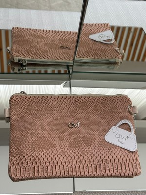 Jaseco Pudra Pembe Yılan Derisi Desenli Portföy & El Çantası