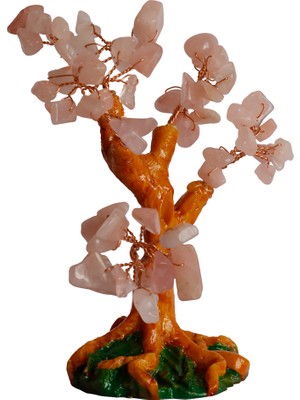 Feyza Design El Yapımı Pembe Kuvars Hayat Ağacı Dekoru, Enerji ve Şıklık Sunar