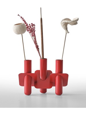 Modern 3'lü Metal Biblo ve Şamdan Seti, Duvar ve Masaüstü Vazo