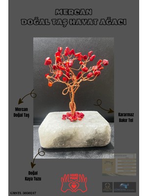 Feyza Design El Yapımı Doğal Mercan Hayat Ağacı Biblo Sürpriz Hediyeli
