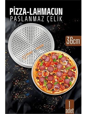 Belle Fusion Bfs Paslanmaz Çelik Pizza-Lahmacun Tepsisi – Delikli Tasarım ile Mükemmel Pişirme 36 cm