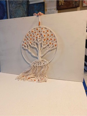 Feyza Design El Yapımı Makrome Hayat Ağacı Boncuklu Büyük Boy Yılbaşı Hediye