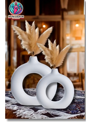 Şık ve Büyük Boy Bohem Vazo Çift Seti, Dekoratif Havalı Tasarım