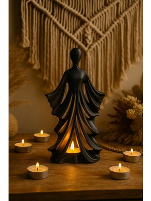 the mr east Kadın Figürlü Dekoratif Mumluk, Güç ve Zarafeti Simgeleyen Bohem Tasarım, Reçine, Ev Ofis Dekoru