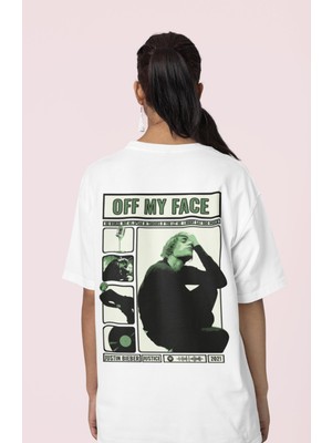 Sevbano Justin Bieber Off My Face Sırt Baskılı Unisex Oversize Şarkıcı Tişört