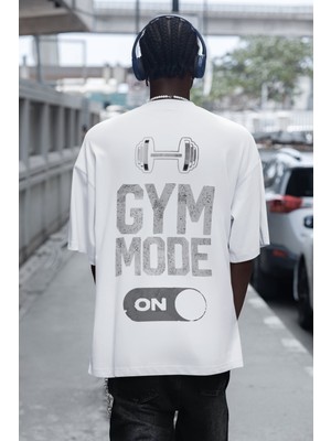Sevbano Gym Mode On Bodybuilding Fitness Sırt Baskılı Unisex Oversize Sporcu Tişört