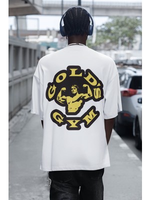 Sevbano Gold's Gym Arnold Sırt Baskılı Unisex Oversize Bodybuilding Fitness Tişört