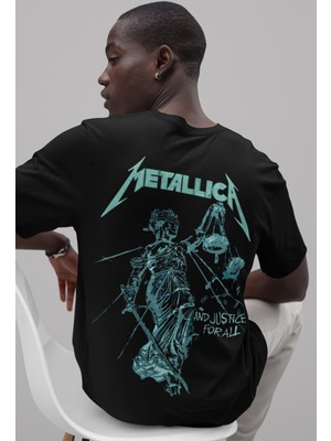 Sevbano Metallica Rock Metal Sırt Baskılı Unisex Oversize Müzik Grubu Tişört