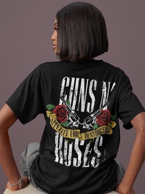 Sevbano Guns N' Roses Rock Metal Sırt Baskılı Unisex Oversize Müzik Grubu Tişört