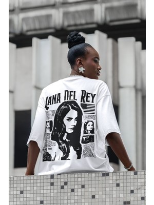 Sevbano Tasarım Lana Del Rey Sırt Baskılı Unisex Oversize Şarkıcı Tişört