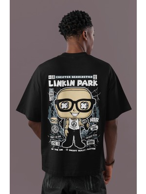 Sevbano Özel Tasarım Linkin Park Rock Metal Sırt Baskılı Unisex Oversize Müzik Grubu Tişört