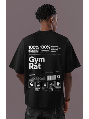 Sevbano Özel Tasarım Gym Rat Bodybuilding Fitness Sırt Baskılı Unisex Oversize Müzik Grubu Tişört