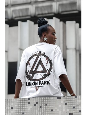 Sevbano Tasarım Linkin Park Sırt Baskılı Unisex Oversize Müzik Grubu Tişört
