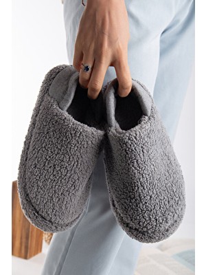 Stwenn Kadın Panduf Ev Botu Düz Desenli Hafif Taban Extra Yumuşak Kürk Astar ile Konfor