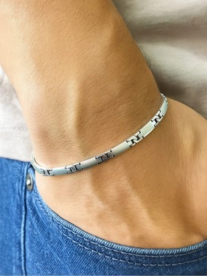 Siset Gümüş 925 Ayar Sertifikalı  Gümüş Erkek Bileklik