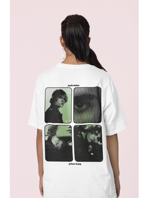 Sevbano Justin Bieber Sırt Baskılı Unisex Oversize Şarkıcı Tişört