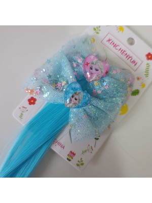 Masal Gurumi Frozen Karlar Kraliçesi Elsa Karakterli Sentetik Saç Uçlu Kız Çocuk Tokası
