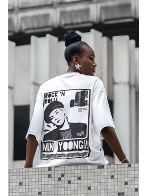 Sevbano Rock In Roll Min Yoong Sırt Baskılı Unisex Oversize Rapper Tişört