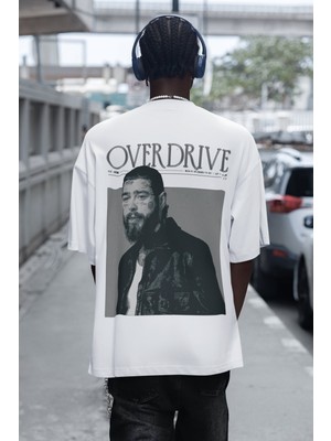 Sevbano Overdrive Post Malone Sırt Baskılı Unisex Oversize Rapper Şarkıcı Tişört