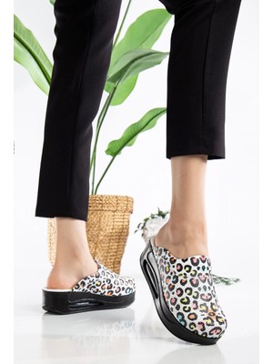 20tasarımterlik Leopar Desenli Airmax Taban Ortopedik Sabo Terlik Doktor Terliği Hemşire Terliği