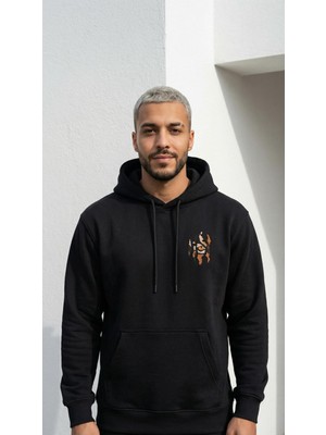 CLAW UP WORK Heavy Oversıze Hoodıe | Blackout Kaplan Baskılı (Unisex Oversize Kapüşonlu Sweatshirt)