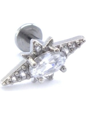 Ferizz 316L Çelik Zirkon Taşlı Kutup Yıldızı Piercing PRC-156