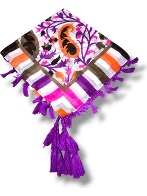 Kızca Hint İpek Eşarp Püsküllü